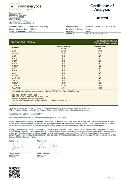10mg Blue Nose THC Gummies- 20 Count