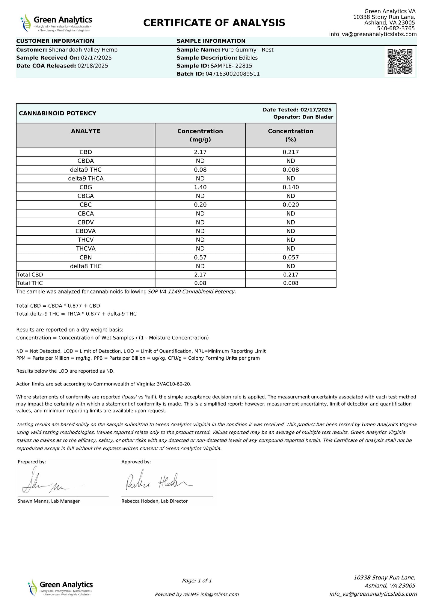 PURE Rest Gummy 3:2:1 (CBD:CBG:THC)