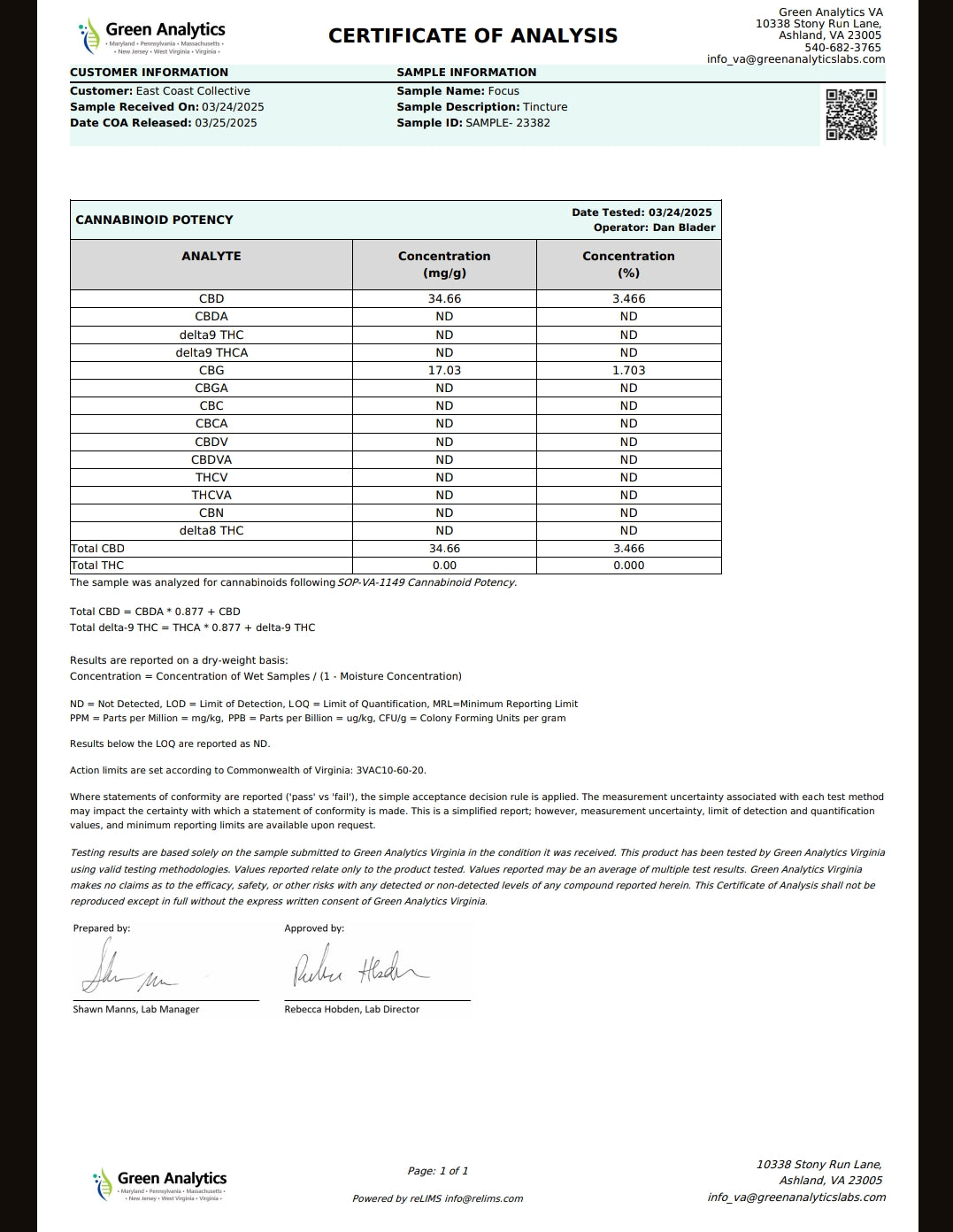 Cannisco 1000mg FOCUS CBD / CBG Tincture