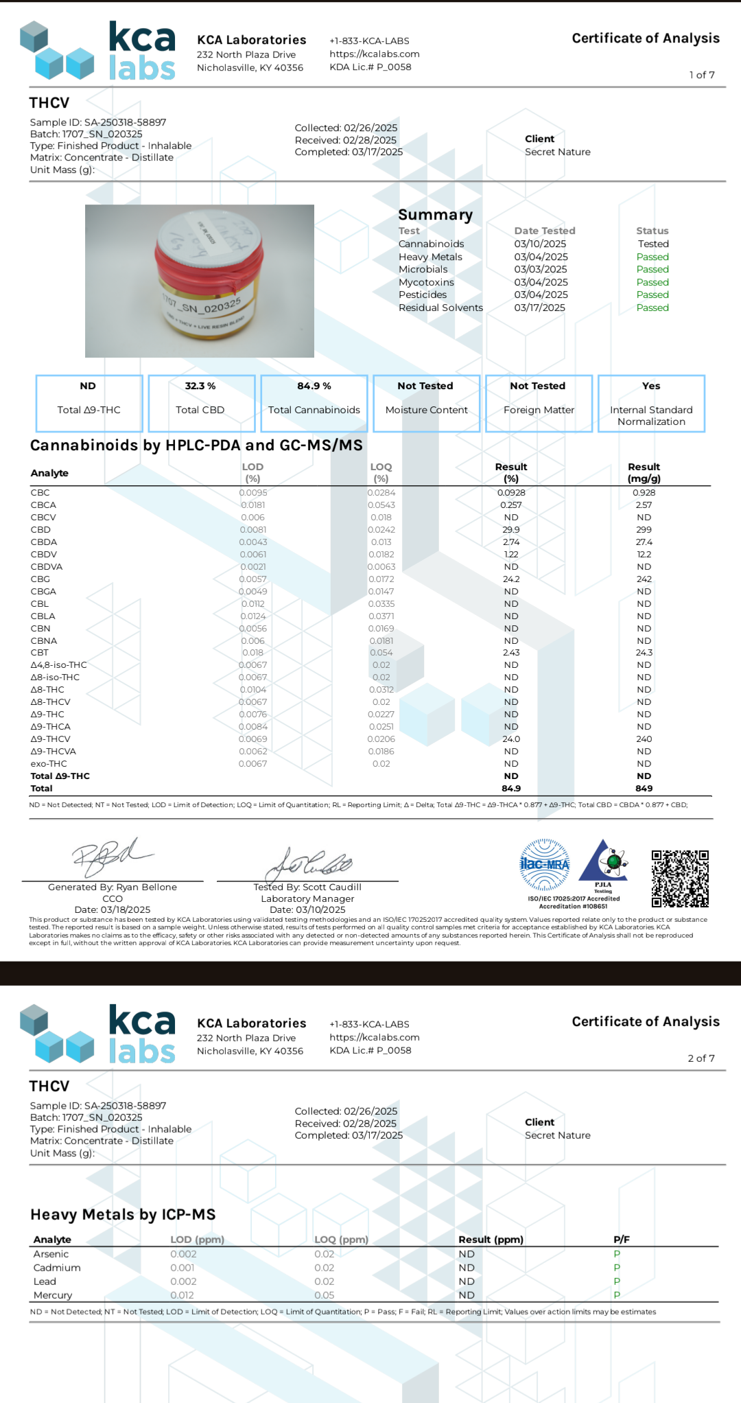 Secret Nature 1 g CBD /THCV Disposable Vape