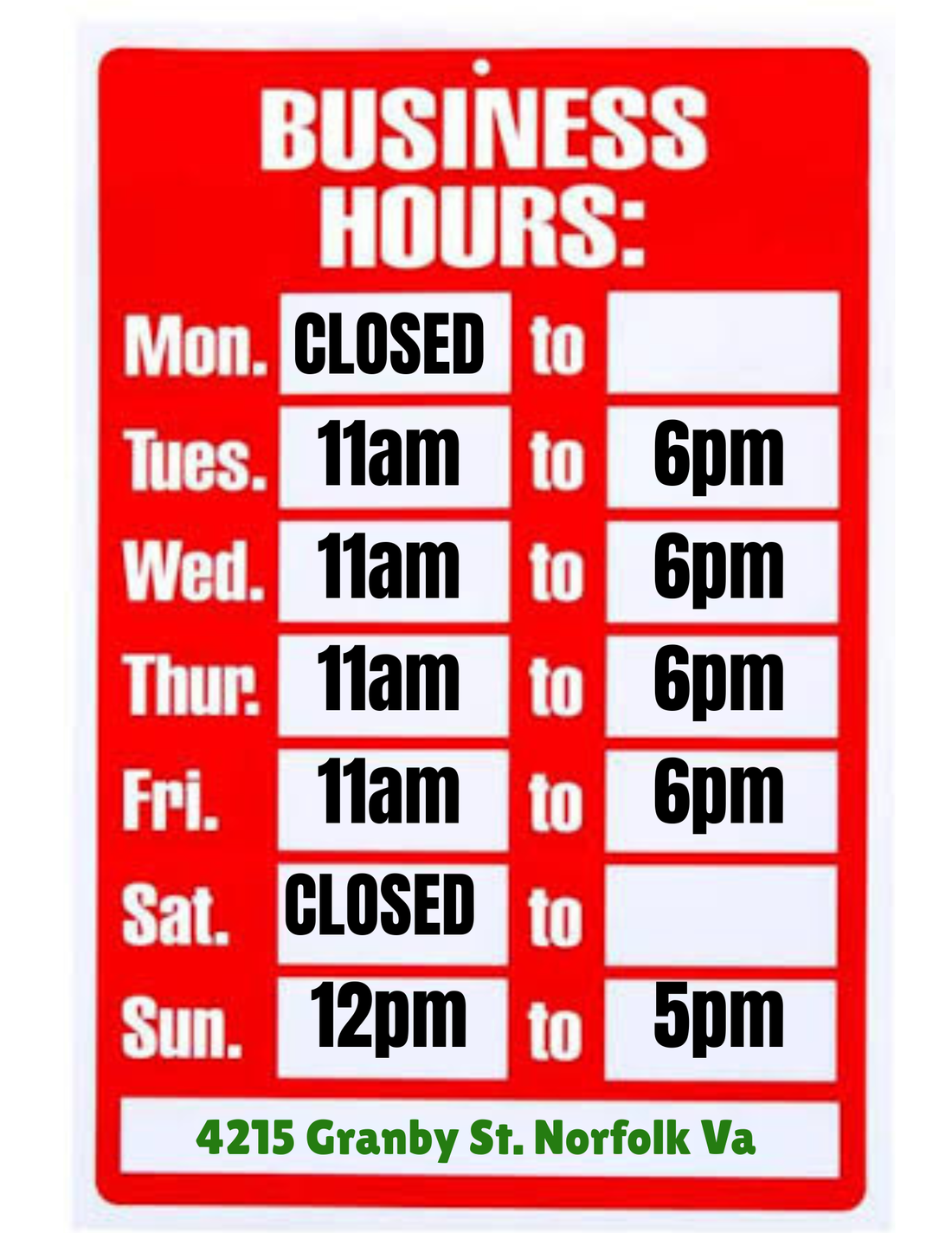 Hours of Operation
