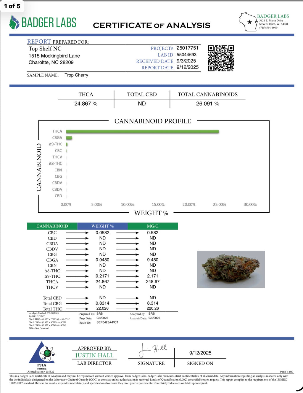 Tropicana Cherry 🍃 Organically Grown Flower (Sativa)