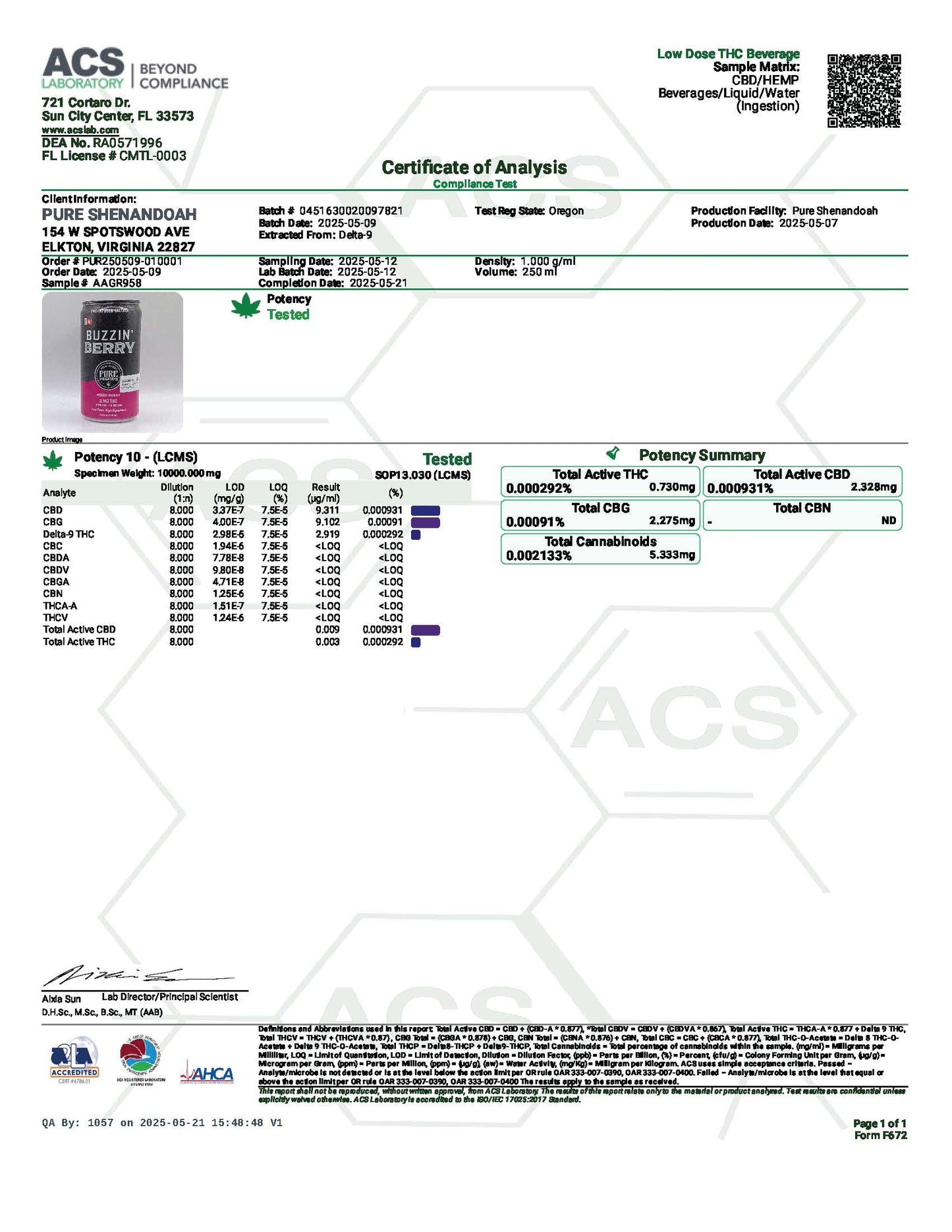 Buzzin Berry THC Seltzers- 2mg THC/