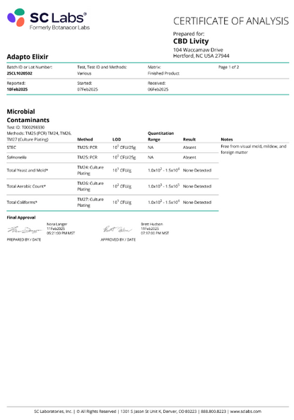 1000 MG CBD Adapto Tincture- CBD Livity