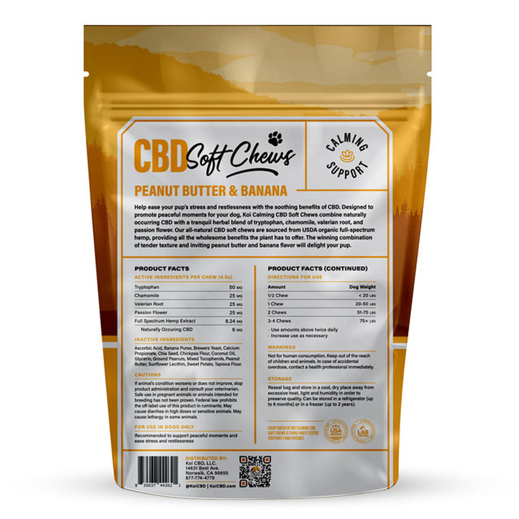 Peanut Butter & Banana CBD Soft Chews for dogs