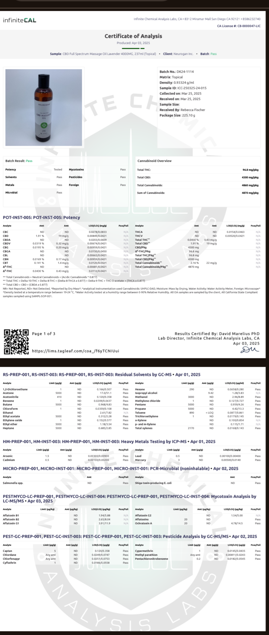 LAVENDER MASSAGE OIL - 4000 MG