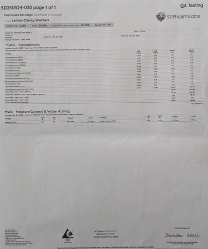Lemon Cherry Sherb- Sativa/Hybrid (22.4%)