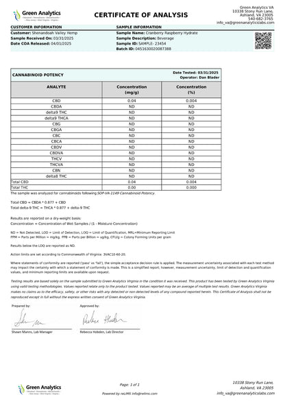 Hydrate CBD Sparkling Water- 30mg