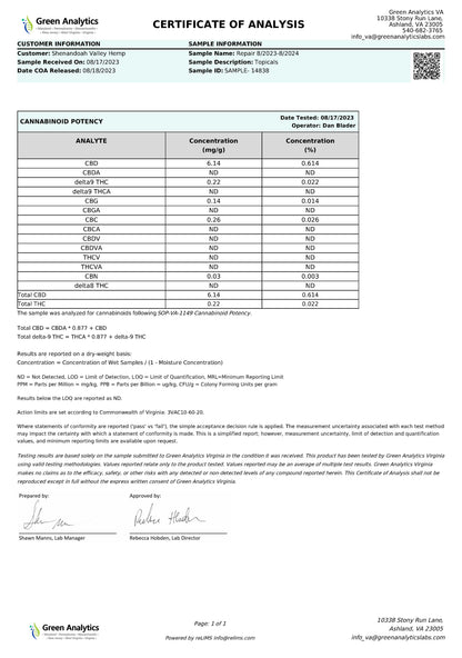 Repair Lip Balm- 25mg CBD