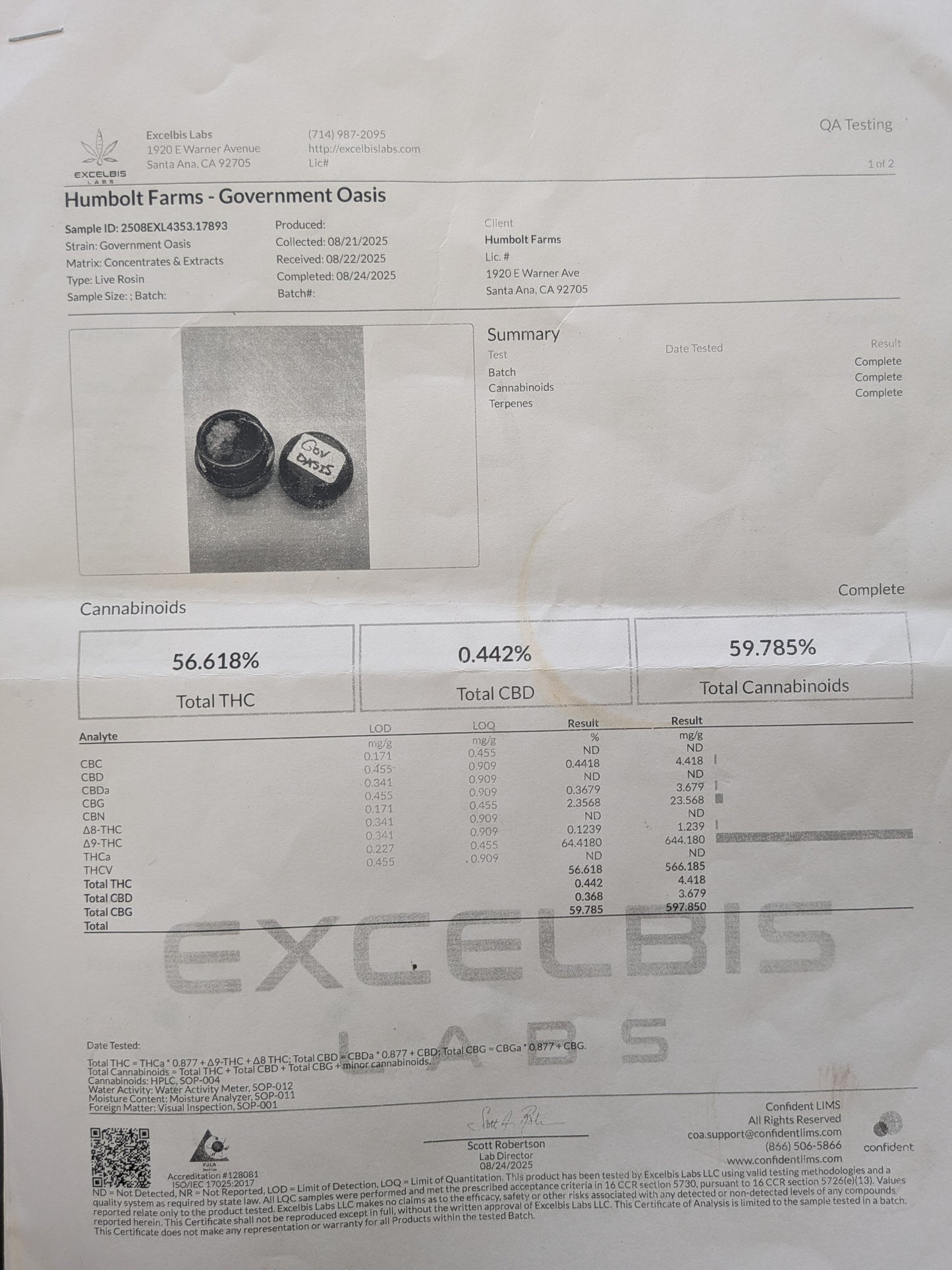 1 Gram Solvent-less Rosin