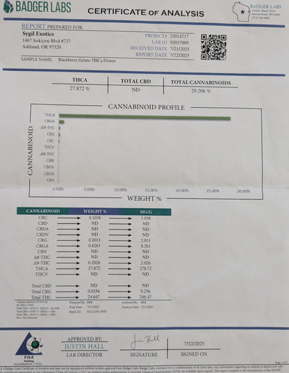 Blackberry Gelato Flower (Indica/Hybrid)