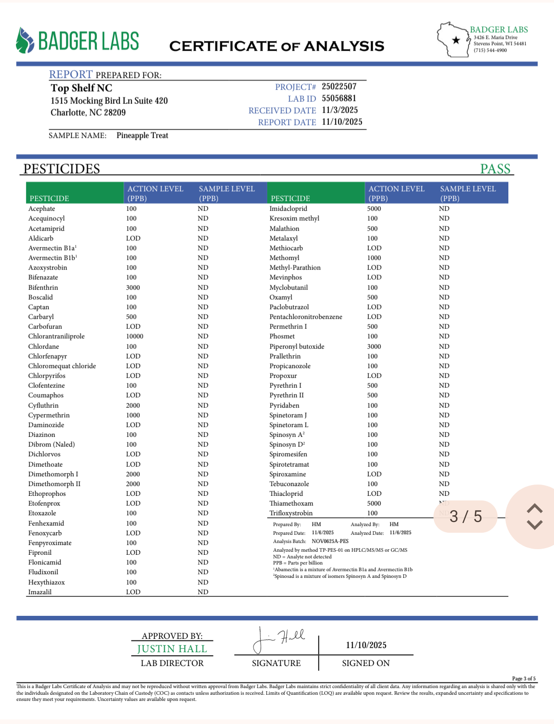 Pineapple Treat Organically Grown Flower 🍃25.47% (Sativa)